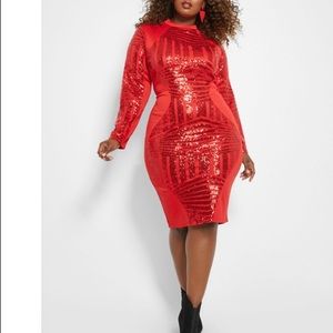 Red sparkly body-con dress